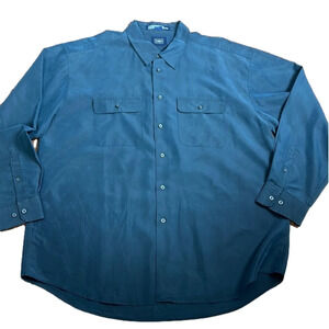 Men's Haggar navy  button down patterned dress shirt XXL